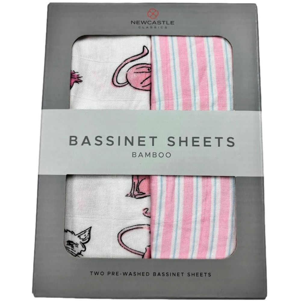 Cat Candy Stripe Baby Bassinet Fitted Sheets Rayon‎ Bamboo White Pink Newcastle